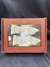 Lenox China Jewels Holiday Christmas Tree Tidbit Snack Plate NOS Set of 4 picture