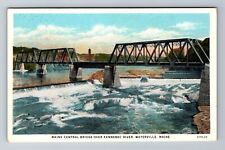 Waterville ME-Maine, Maine Central Bridge Over Kennebec River, Vintage Postcard picture