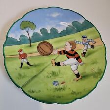 Saxe Plate Boys Playing Ball~Hand Painted~Charles Ahrenfeldt Vintage Description picture