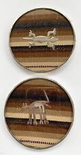 950 Sterling Silver Glass Coasters Southwestern Coyote Lizard Fabric 3