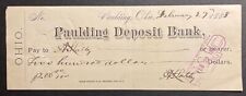 PAID check Paulding Deposit Bank Paulding Ohio1888 picture