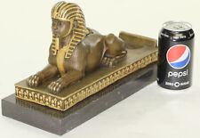 VINTAGE LARGE FABULOUS SPHINX BRONZE STATUES EGYPTIAN PHAROAH LION HAND MADE picture