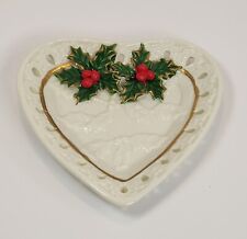 Christmas Holly Berries Mini Heart Shaped Dish International Bazaar Decor picture