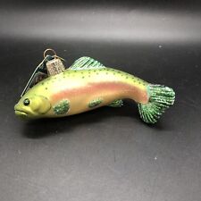 Old World Christmas Rainbow Trout Fish Glass Ornament Fishing W/ OWC Box picture