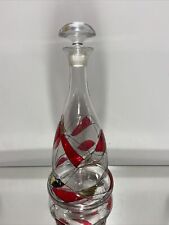 VTG. Crystal ROMANIAN 24k Stained Glass DECANTER LIQUOR Barware  picture