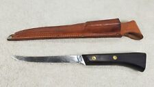Vintage Western Fish Fillet Knife with Leather Sheath USA Made picture