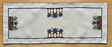 VINTAGE ASIAN ORIENTAL CROSS STITCH EMBROIDERED DOILY TEXTILE picture