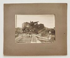 antique PHOTOGRAPH wreck RAILROAD TRAIN derailed people working picture
