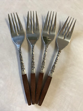 (4) Vintage INTERPUR INR2 Stainless ROSEWOOD Handle SALAD FORKS Flatware picture