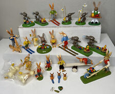 VTG Erzgebirge Germany Taiwan Wood Bunny Rabbit Small Figurine Easter LOT *READ* picture