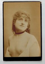 French Cabinet card albumen photo nude woman candid breasts original early 1890s picture