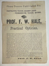 ANTIQUE 1800s  Traveling Practical OPTICIAN Advertising Paper/Poster Old Gold picture