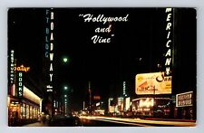 Hollywood CA-California, Hollywood Blvd. at Vine Street, Vintage c1960 Postcard picture
