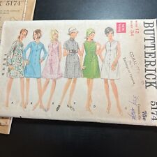 Vintage 60s Butterick 5174 A Line Dress Sewing Pattern Classic Size 12 picture