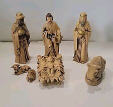 Vintage 7 Piece Nativity Set, White Golds from Japan - Paper Mache, Not Complete picture