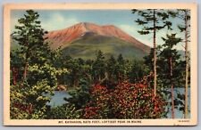Mount Katahdin Loftiest Peak Maine Mountain River Forest Riverfront VNG Postcard picture