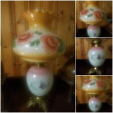 Beautifil Vintage ~ Hand Painted ~ Mid Century ~ Hurricane ~ Oil Burning Lamp picture