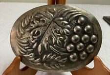 Very Heavy Tin Vintage Oval Mold - Grapes, Leaves, Aged Patina picture