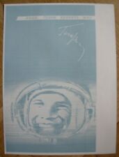 Soviet Russian political POSTER Let Safeguard Peace USSR space Gagarin cosmonaut picture