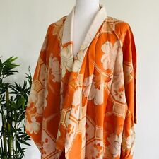 Tangerine Silk Nagajuban Antique Japanese Kimono Robe Custome picture