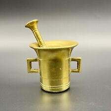 Vintage Solid Brass Apothecary Small Mini Mortar & Pestle 2 in Tall Pharmacy picture