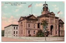 Court House and Hall Of Records San Diego CA Vintage Postcard c1912 picture