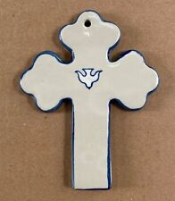 Louisville Stoneware Cross with White Dove ~ Hole for Hanging Measures 5” x 4” picture