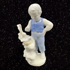 Gerold Porzellan Porcelain Figurine Boy Checking Out a Bird Nest West Germany picture