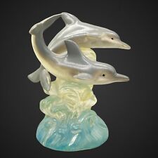 Vintage DOLPHIN SWIMMING HERCO Figure Statue Lucite Fish 5.5”Tall picture
