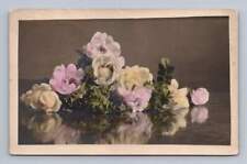 Antique Flower Still-Life Hand Colored RPPC Mansfield Pennsylvania Photo 1914 picture