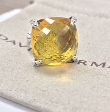 David Yurman Sterling Silver 20mm Chatelaine Ring Lemon Citrine & Diamond Sz 7 picture