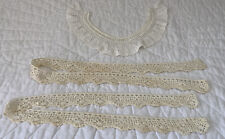 Vintage Lot Of Three Pieces Of Hand Crocheted Lace, White & Ivory picture