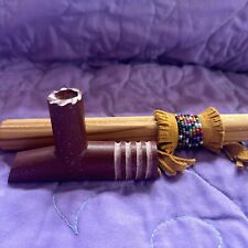 Brand New Pipestone Catlinite Personal Prayer Peace Pipe signed  Loud Thunder picture