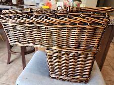 Vintage Wicker Stair Step Basket with Handles picture