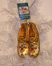 2008 OLD WORLD CHRISTMAS - PAIR OF MOCCASINS -BLOWN GLASS ORNAMENT NEW W/TAG picture