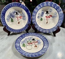 Lot Of 3 VTG 1980’s Shannon & Daughters SNOWMAN FAMILY Plate 7.5” & 2 Bowls 8.7” picture