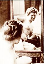 Vintage French Risque Postcard1940s Nude Model Mirror View picture