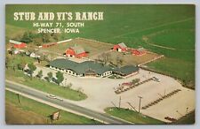 Postcard IA Spencer Aerial View Stub's Ranch Kitchen Tasty Food Buggy Whip A3 picture
