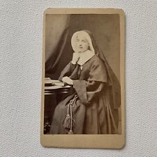 Antique CDV Photograph Beautiful Young Woman Catholic Nun Habit Bible Joliet IL picture