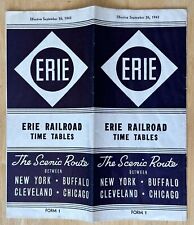 1943 ERiE RAILROAD TIME TABLES SEPTEMBER 26, 1943 W/ MAPS THE SCENIC ROUTE WWII picture