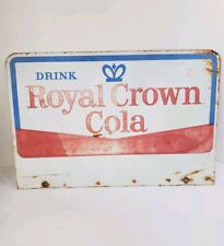 Drink Royal Crown Cola Sign Metal 16X10.5 Vintage Distressed Rust Soda Store picture