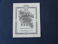 Scranton Pennsylvania PA Hyde Park Free Mason Lodge 339 Masonic Program 1949 picture