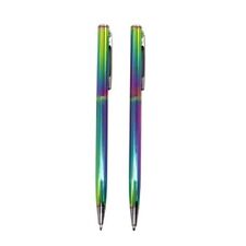 2pcs/set Colorful Rainbow Ballpoint Pen Stainless Steel Metal Stationery Pen New picture