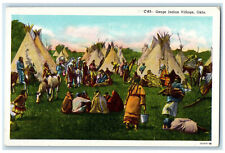 c1930s Indian Gathering, Tent, Osage Indian Village, Oklahoma OK Postcard picture
