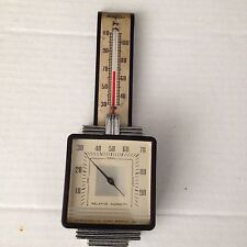 VINTAGE AIRGUIDE ART DECO METAL HYGROMETER THERMOMETER FEE AND STEMWEDEL IDEAL picture