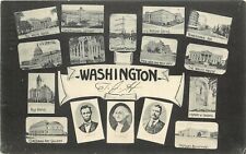 Unusual Early Multiview Postcard DC Buildings, Washington, Lincoln & Roosevelt picture