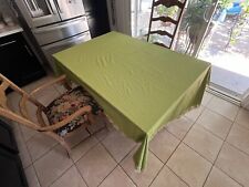 Olive Green Tablecloth Lace Trim 98 X 66” Vintage Retro Groovy picture