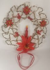 Christmas Wreath Plastic White Illuminated Mid Century Modern Holiday Decor RARE picture