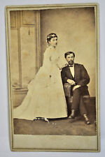 exceptional  mid-1800s  Bride & Groom CDV photograph picture