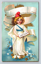 c1911 Miss Liberty My Country Tis of Thee Patriotic Song Embossed Postcard picture